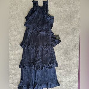 Tiered Navy Midi Dress